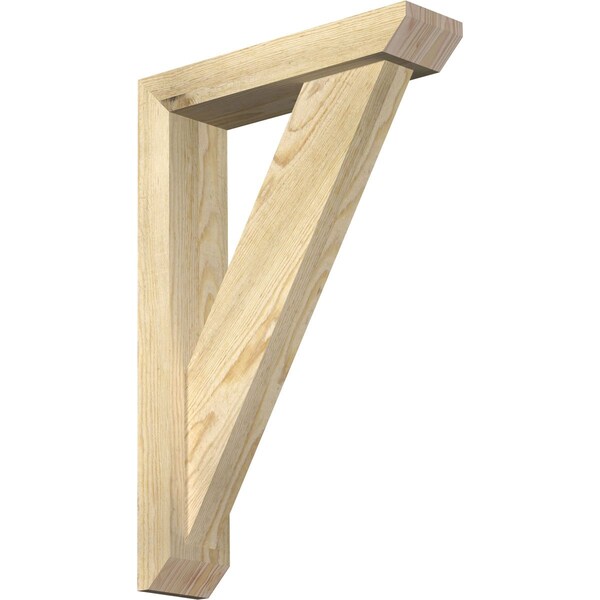 Ekena Millwork Traditional Slat Rough Sawn Bracket w/ Offset Brace, Douglas Fir, 4"W x 16"D x 24"H BKT0402X16X24TRA06RDF - main